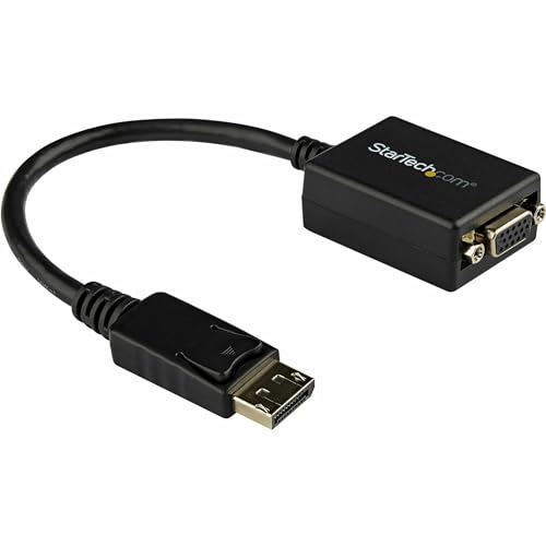 StarTech Active DisplayPort to VGA Adapter, 1080p 60Hz, Certified (DP2VGA2) | DP or DP++ Source Compatible, EDID & DDC Pass-Through, VGA Screw Locking, Latching DisplayPort, No Drivers, 1920 x 1200 - size: 8 inches
