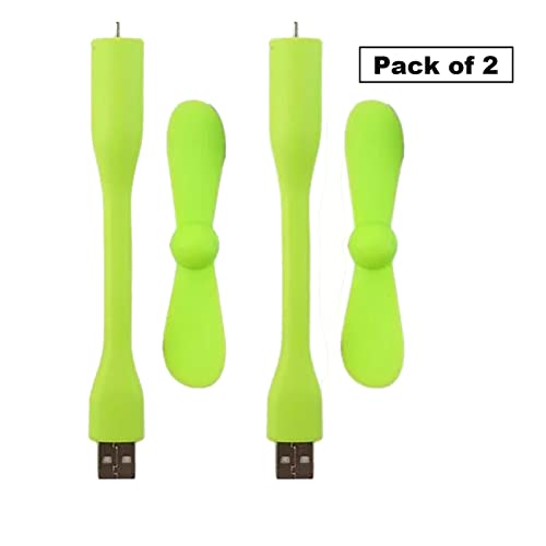 Sokelinn-six USB Flexible Fan, Mini Portable Cooling Fans USB Powered for Power Bank Laptop PC AC Charger - 2 Pack (Green) - color: Green