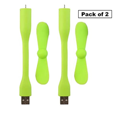 Sokelinn-six USB Flexible Fan, Mini Portable Cooling Fans USB Powered for Power Bank Laptop PC AC Charger - 2 Pack (Green) - color: Green