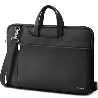 Ferkurn Laptop Case Bag Women Men Computer Sleeve with Shoulder Compatible with HP/Inspiron/Thinkpad/Vivobook/MSI/Surface, 15.6 inch, Black - color: Elegant Black, size: 15.6 inch