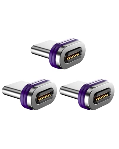 Magnetic 16-Pin USB C Connector Tip, 3Pack | 240W PD Fast Charging, 480Mbps Data Transfer, Anti-Arc Design, 3rd Gen Neodymium Magnet - color: USB C