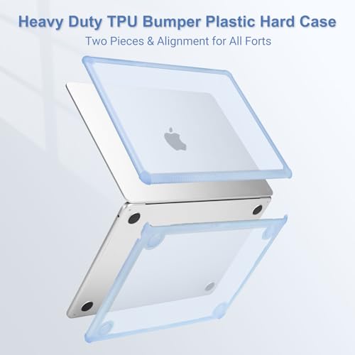 MOSISO Compatible with MacBook Air 13 inch Case M5 2026 M4 M3 M2 2025-2022 | A3449 A3240 A3113 A2681, 3 in 1 Kit Crack-Resistant Heavy Duty Protective Hard Shell Case Cover with TPU Bumper, Baby Blue - color: Baby Blue