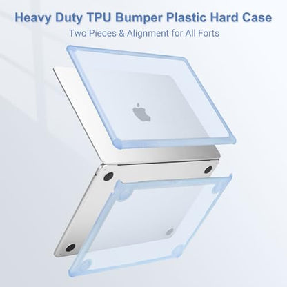 MOSISO Compatible with MacBook Air 13 inch Case M5 2026 M4 M3 M2 2025-2022 | A3449 A3240 A3113 A2681, 3 in 1 Kit Crack-Resistant Heavy Duty Protective Hard Shell Case Cover with TPU Bumper, Baby Blue - color: Baby Blue