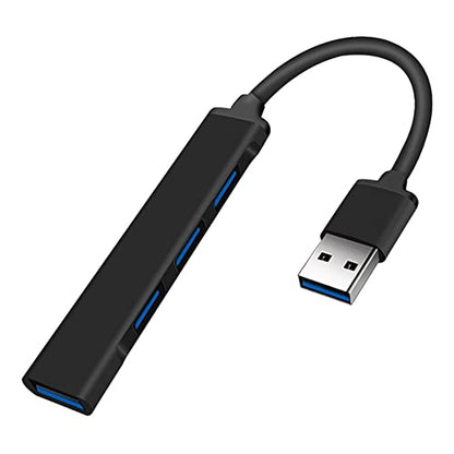 JacobsParts UH3-P USB 3.0 4 Port Hub Splitter Slim & Sleek Aluminum for PC Mac Laptop Desktop (Black) - color: Black