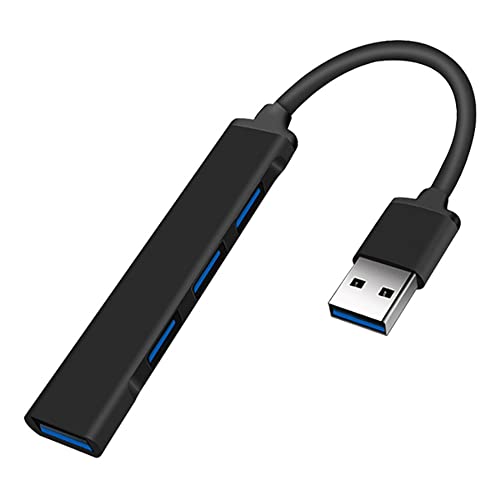 JacobsParts UH3-P USB 3.0 4 Port Hub Splitter Slim & Sleek Aluminum for PC Mac Laptop Desktop (Black) - color: Black