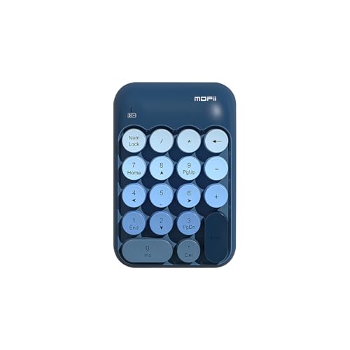Sahara - Wireless Numeric Keypad, Retro Round Keycaps, Portable Number Pad with Ergonomic Design, USB Receiver, Compatible with Laptop/Desktop PC (Navy Blue) - color: Navy Blue