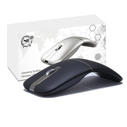 Foldable Arc Wireless Mouse Silent Click Bluetooth 5.3 and 2.4GHz | Dual Modes Portable Curved Mouse for Home, Office, Travel– Gray - color: Gray