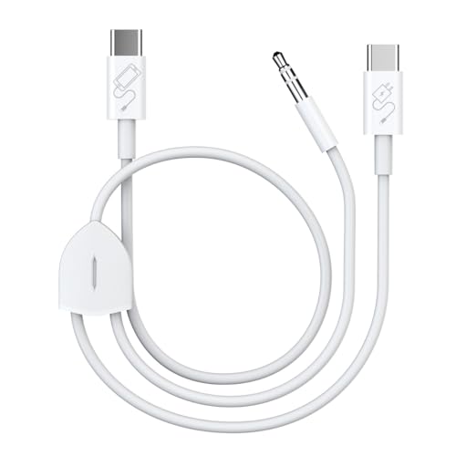 USB C to 3.5mm Audio Cable with PD Charging, 2 in 1 Design Supports Charge and Play Audio Simultaneously, Works with iPhone 15 Series iPad Pro and Many Other USB C Devices (4ft)