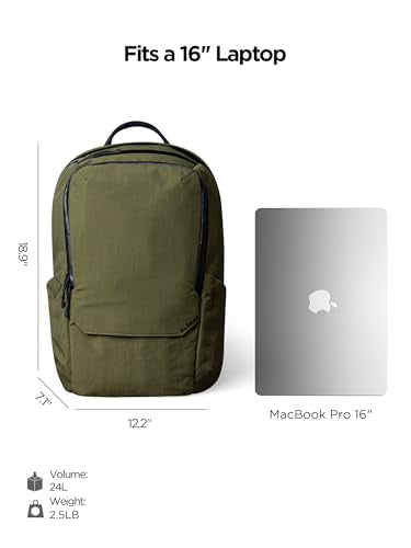 ALPAKA Elements Backpack Pro 24L Laptop Backpack Green | Fits 16-inch Laptop with Dual Bottle Pockets, Weather-Resistant Fabric Axoflux 400D, Travel Backpack for Men Work College - color: Green