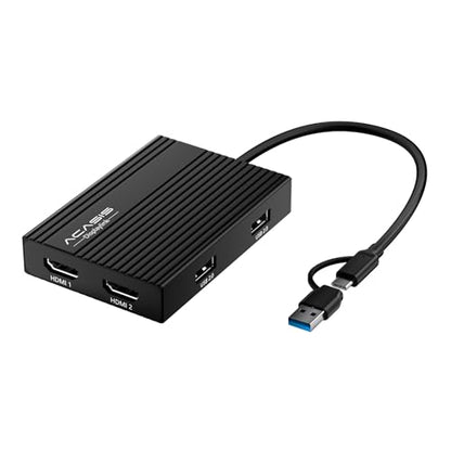 ACASIS USB C to Dual HDMI DisplayLink Adapter for Mac M1/M2/M3/M4/Windows | USB C DisplayLink Docking Station with 2HDMI 4K@60Hz, 3USB-A Ports, 100W PD Charging ,USB A/C to Dual Monitor Adapter(Black) - color: Black