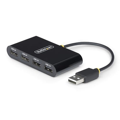 StarTech 4-Port USB 2.0 Hub with 6in/15cm Cable (ST4200MINI2-USB-HUB) | 480Mbps, USB Powered, Multi-port USB 2.0 splitter, Small travel mini hub, Portable, Hot-swap, Overcurrent protection