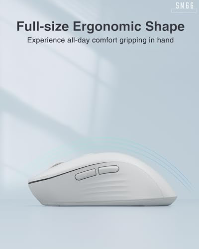 SOLAKAKA SM66 White Silent Wireless Mouse, Dual Mode(BT/2.4G) Computer Mouse for Laptop/PC/Mac - color: white