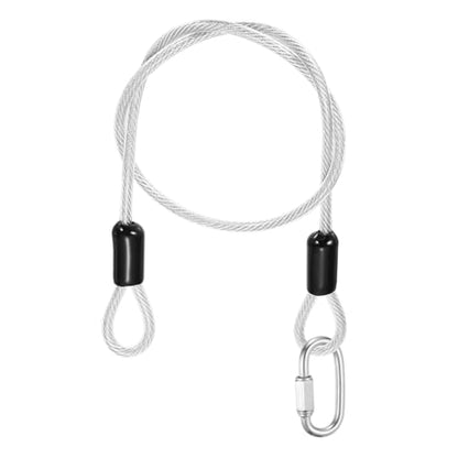PATIKIL Security Cable Lock (5/32" Dia 1.6ft, Clear) Vinyl Coated 304 Stainless Steel Double Loop Flexible Wire Rope Safety Cable with Quick Links Locking Connectors - color: Clear, size: 5/32" x 1.6ft
