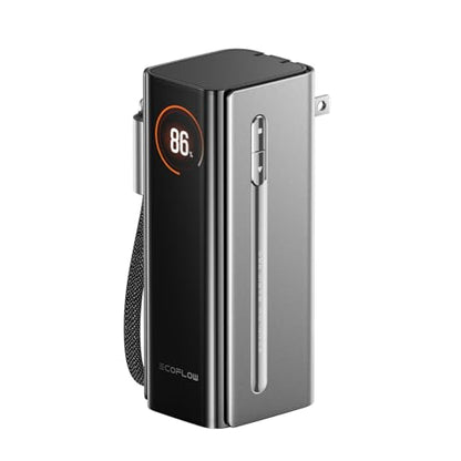 EF ECOFLOW RAPID Pro Power Bank with 67W Wall Plug, 10,000mAh 3-in-1 Portable Charger with Built-in USB-C Cable, 45W Fast Recharging, Travel Essentials for iPhone 17/16 Series, Galaxy, Laptops, and More