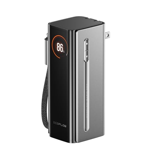 EF ECOFLOW RAPID Pro Power Bank with 67W Wall Plug, 10,000mAh 3-in-1 Portable Charger with Built-in USB-C Cable, 45W Fast Recharging, Travel Essentials for iPhone 17/16 Series, Galaxy, Laptops, and More