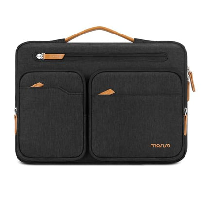 MOSISO 360 Protective Laptop Case 13.3 inch, 13-14 inch Laptop Sleeve,Black | Compatible with MacBook Neo/Air 13.6/Pro 13/Pro 14,HP Dell ASUS Lenovo,Side Open Carrying Case with 5 Front Pockets&Belt