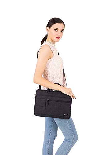 MOSISO Laptop Shoulder Bag Compatible with MacBook Air/Pro,13-13.3 inch Notebook,Compatible with MacBook Pro 14 inch M5 M4 M3 M2 M1 2026-2021,Polyester Flapover Briefcase Sleeve Case, Black - color: Black, size: 13.3 inch
