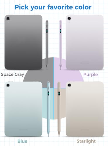 iPad Stylus Pencil(5 Extra Tips) with Magnetic Attachment,USB-C Faster Charge,Tilt Sensitivity Palm Rejection,Compatible with2018-2025 iPad ProM4/12.9/11,Air M3/M2/3/4/5,iPad6-11,Mini5/6/7Gen (Purple) - color: Purple