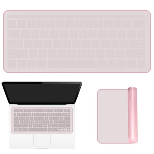 Laptop Keyboard Protector Silicone Transparent Cover for Dustproof Protection Compatible with 13-14 Inch (Pink) - color: pink