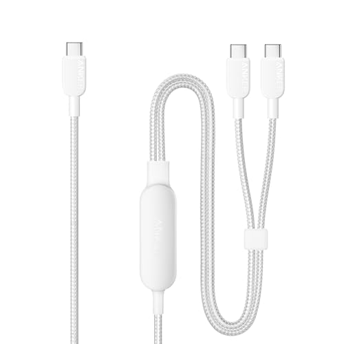 Anker 2-in-1 USB C to USB C Cable, 140W Max (1-Pack, 4 ft, White) | Fast Charging Cord, for iPhone 17 / 17 Pro Max / 16 Series, MacBook Air / Pro, and More - color: White, size: 4FT
