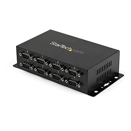 StarTech 8-Port USB to Serial RS232 Hub, Industrial, TAA (ICUSB2328I) | FTDI USB to DB9 RS-232 Adapter Hub, DIN Rail and Wall Mountable, COM Port Retention - style: 8-Port