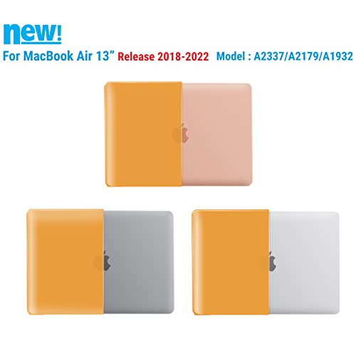 IBENZER Compatible with New MacBook Air 13 inch Case 2022 2021 2020 M1 A2337 A2179 A1932, Plastic Hard Shell Case with Keyboard Cover for Mac Retina Display with Touch ID, Marigold, MAT13-MAGD+1 - color: Marigold