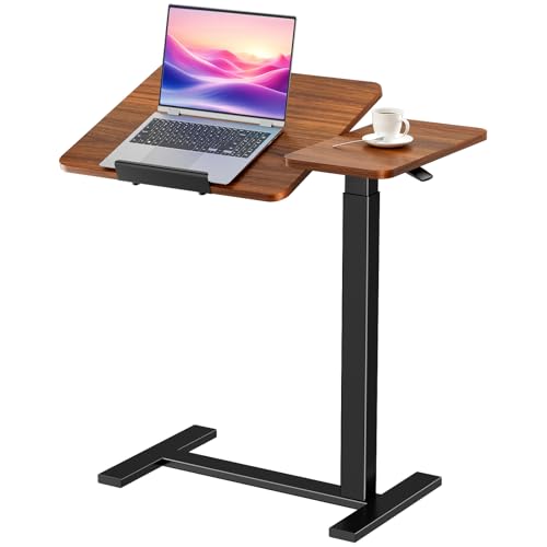 Small Standing Desk Mobile Rolling Table with Wheels Adjustable Height, Portable Laptop Computer Workstation with Tiltable Desktop for Teacher Classroom Home Office, Brown - color: Modern Brown, size: 43.0" x 28.0'' x 16.0''