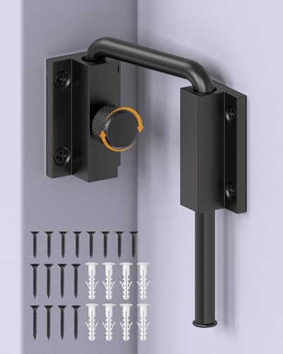 Sliding Door Loop Lock, Aluminum Alloy Patio Door Latch with Locking Design, Multi-Angle Mounting Security U-Bolt Locks for Barn Door, Closet, Window, Balcony (Black-1PC) - color: Black-1PC