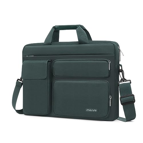 MOSISO Laptop Shoulder Bag 16 inch, 15-15.6 inch Computer Bag | Compatible with MacBook Pro 16 inch, HP, Dell, Lenovo with 2 Raised&1 Flapover&1 Horizontal Pocket&Handle&Belt, Emerald Green - color: Emerald Green, size: 16 inch