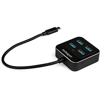 StarTech 4-Port USB-C Hub 10Gbps with 4X USB-A, USB Powered (HB31C4AB) | 15W shared downstream power, Driverless, Top-facing ports, Thunderbolt 3 host compatible, Lightweight