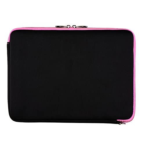 Neoprene Laptop Case | Lightweight Travel Protection | 13" Notebook Compatible Water Resistant Tech Sleeve (Baby Pink) - color: Black/baby Pink