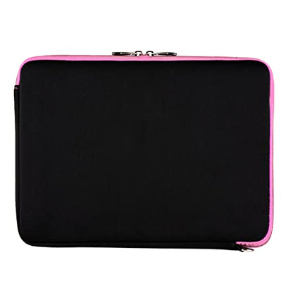 Neoprene Laptop Case | Lightweight Travel Protection | 13" Notebook Compatible Water Resistant Tech Sleeve (Baby Pink) - color: Black/baby Pink