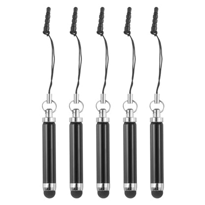MECCANIXITY 5pcs Metallic Stylus Pen Retractable Aluminum Alloy Mini Capacitive Pens for Universal All Touch Screen Devices, Black - color: Black