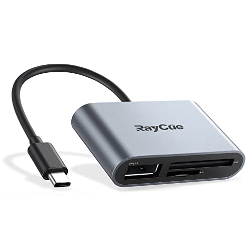 RayCue USB C SD Card Reader Adapter, Type C Micro SD TF Card Reader Adapter, 3 in-1 USB C to USB Camera Memory Card Reader Adapter for iPhone 15,New Pad Pro MacBook Pro/Air, and More UBC C Devices
