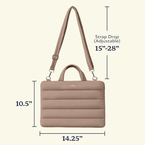 Vandel 13-14 inch Laptop Carrying Case Sleeve w. Strap, Shoulder Bag Handle | Fits MacBook Air 13 Inch MacBook Pro 14 Carrying Case Messenger, Laptop Computer Bag for Women, Hidden Front Zipper Pocket - color: 2. Latte, size: 13-14 Inch
