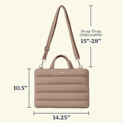 Vandel 13-14 inch Laptop Carrying Case Sleeve w. Strap, Shoulder Bag Handle | Fits MacBook Air 13 Inch MacBook Pro 14 Carrying Case Messenger, Laptop Computer Bag for Women, Hidden Front Zipper Pocket - color: 2. Latte, size: 13-14 Inch