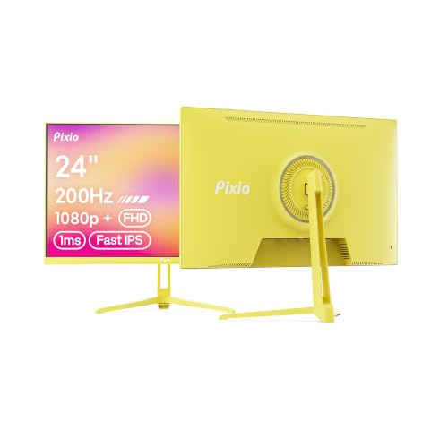 Pixio PX248 Wave Yellow 24 inch 200Hz Refresh Rate FHD 1080p Resolution Fast IPS Panel 1ms GTG Response Time Built-in Speakers Gaming Monitor with Adaptive Sync - color: Yellow