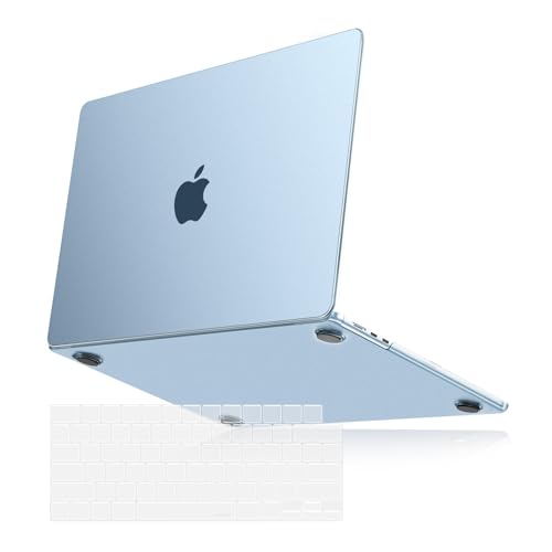 MOSISO Compatible with MacBook Air 13 inch Case M5 M4 M3 M2 2026-2022 | 2 in 1 Kit Anti-Fingerprints Shell for Mac Air 13.6, Ultra Seamlessly Closes Cover, A3449 A3240 A3113 A2681, Sky Blue Clear - color: Sky Blue Clear