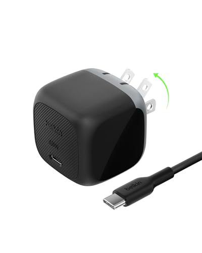 Belkin USB C Charger Block 65W - USB C Cable Included - Super Fast Charging, Type C - Apple iPhone 17, Air, Pro, Samsung Galaxy S26, Google Pixel 10, MacBook, iPad, Nintendo Switch 2, & More - Black - style: Single Pack + USB-C Cable