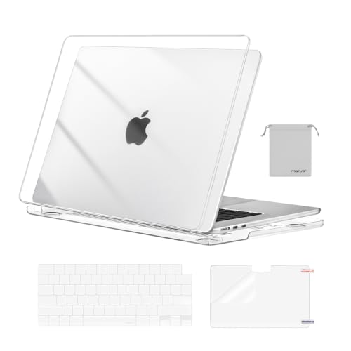 MOSISO Compatible with MacBook Air 15 inch Case M5 2026 M4 M3 M2 2025-2023 | A3448 A3241 A3114 A2941, Scratch-Resistant Protective Hard Shell Case&Keyboard Cover&ScreenFilm&Pouch, Crystal Clear - color: Crystal Clear