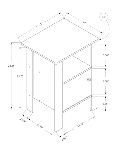 Penau Accent Table, Side Table, Nightstand with Storage, Brown Laminate Design, Spacious Open Shelf, Closed Cabinet, Sturdy Square Legs, 17.25 Inchs L x 14 Inchs W x 24.25 Inchs H