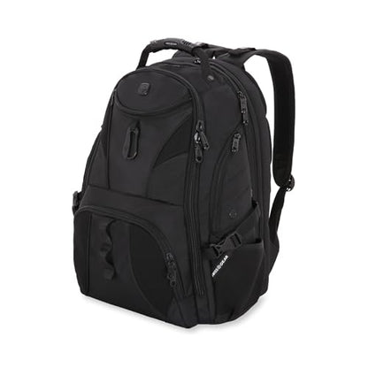 SWISSGEAR 1900 ScanSmart Laptop Backpack, Fits Most 17-Inch Laptops, TSA-Friendly Lay-Flat Design, RFID Protection, and Tablet Pocket, Black, 31L, 18.5-Inch - color: Black/Black