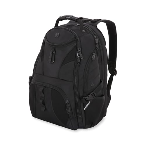 SWISSGEAR 1900 ScanSmart Laptop Backpack, Fits Most 17-Inch Laptops, TSA-Friendly Lay-Flat Design, RFID Protection, and Tablet Pocket, Black, 31L, 18.5-Inch - color: Black/Black