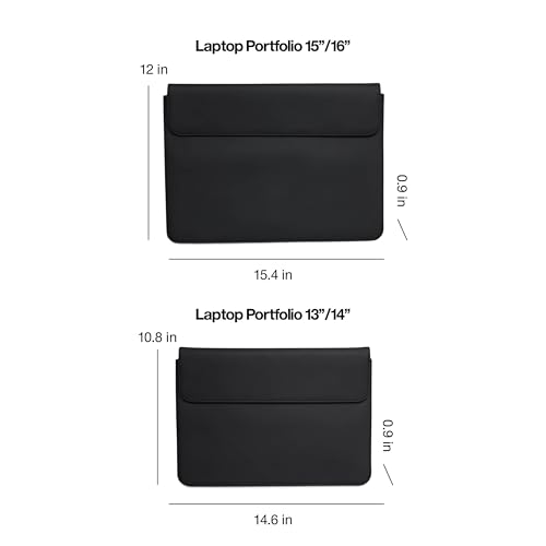 RAINS Laptop Portfolio 15-16" in – Waterproof Sleeve Case for Men and Women | Waterproof PU laptop sleeve for men and women; fits 15-16 in laptop, soft lining, flap closure, slim protective tech case - size: 15-16 Inches