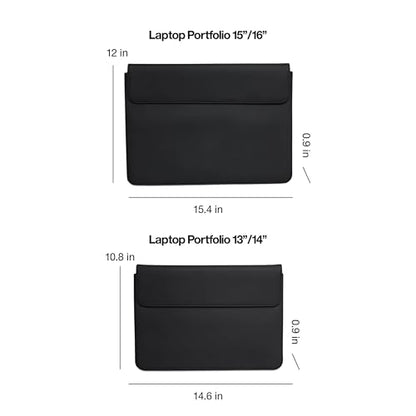 RAINS Laptop Portfolio 15-16" in – Waterproof Sleeve Case for Men and Women | Waterproof PU laptop sleeve for men and women; fits 15-16 in laptop, soft lining, flap closure, slim protective tech case - size: 15-16 Inches