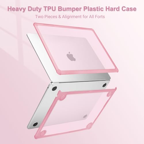 MOSISO Compatible with MacBook Air 13 inch Case M5 2026 M4 M3 M2 2025-2022 | A3449 A3240 A3113 A2681, 3 in 1 Kit Crack-Resistant Heavy Duty Protective Hard Shell Case Cover with TPU Bumper, Chalk Pink - color: Chalk Pink