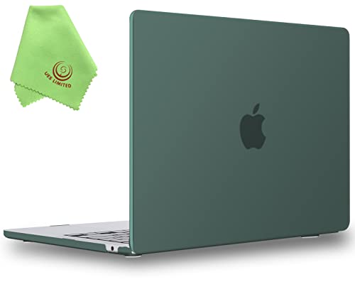 UESWILL Compatible with MacBook Air 13 inch M5 M4 M3 M2 Case 2022-2026 Model A3449 A3240 A3113 A2681, Matte Hard Shell Case Cover for MacBook Air 13.6 + Microfiber Cloth, Midnight Green - color: Midnight Green, size: MacBook Air 13" (M2 M3 M4 M5)