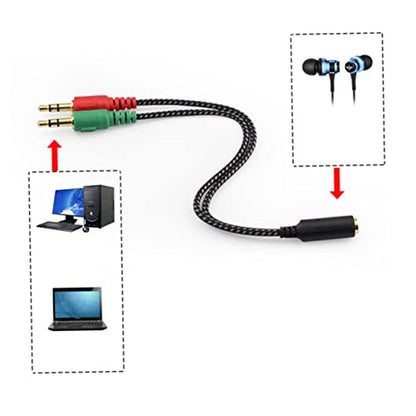 NUOBESTY Female to Dual Male Headset Adapter Cable Audio Splitter for Headphones Microphone Compatible with Laptop and Mobile Devices Durable Stereo Converter