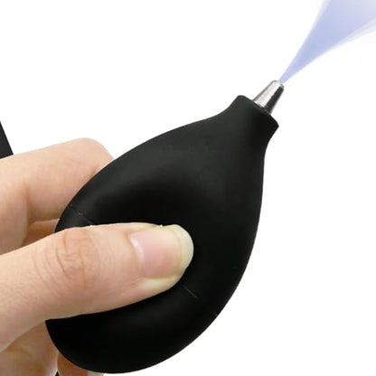 Portable Air Duster for Electronics - Cordless Compressed Air Blower for Keyboard, Camera, Lens, Watch, Hearing Aids - Mini Pump Cleaner with Short Nozzles (Black)
