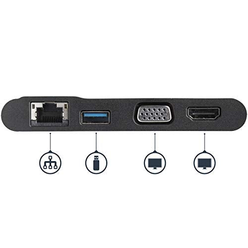 StarTech.com USB-C Multiport Adapter - USB-C Travel Dock with 4K HDMI or 1080p VGA, Gigabit Ethernet, 5Gbps USB-A 3.0 - Discontinued, Limited Stock, & Replaced by DKT31CHVL (DKT30CHV) - style: 1x USB-A 3.0 | HDMI, VGA